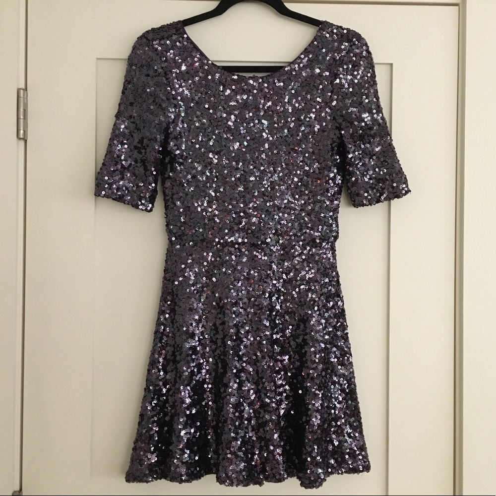 French Connection Purple Sequin Mini Dress
